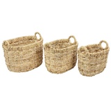 Oval Water Hyacinth Wicker Storage Baskets