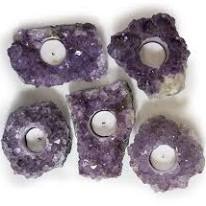 Natural Amethyst Crystal Candle Holder, Assorted