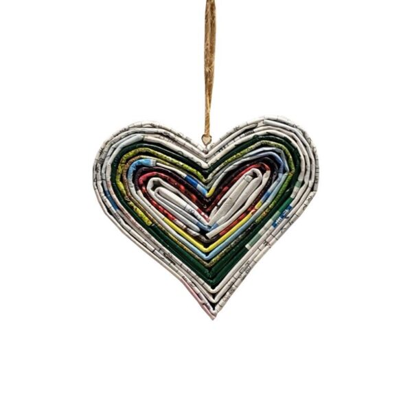 Recycled Paper – Mini Heart Ornament