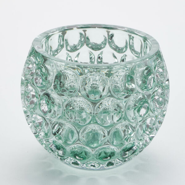 Round Glass Dimple Votive Candle Holder – Green