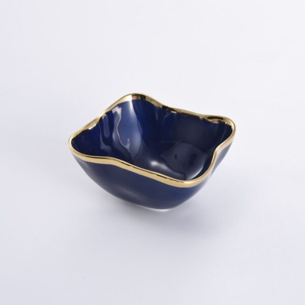 Square Snack Bowl – Blue & Gold
