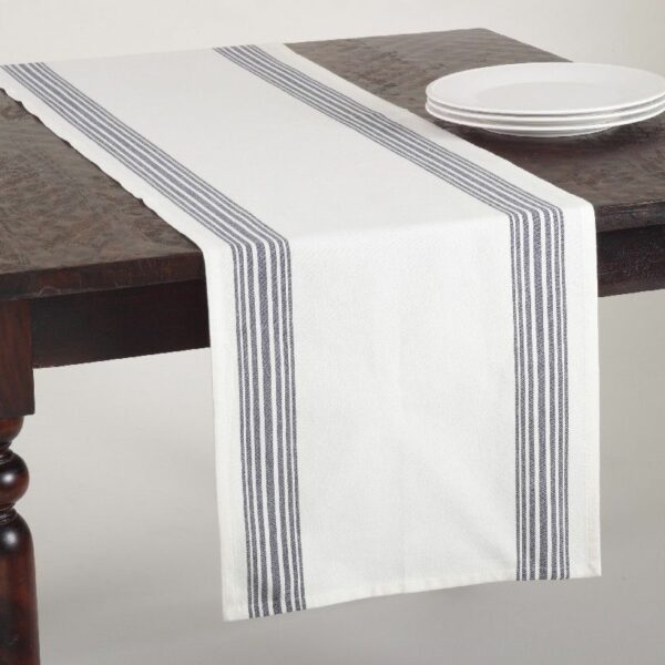 Multi Ligne Collection: Striped Design Table Runner – Navy Blue