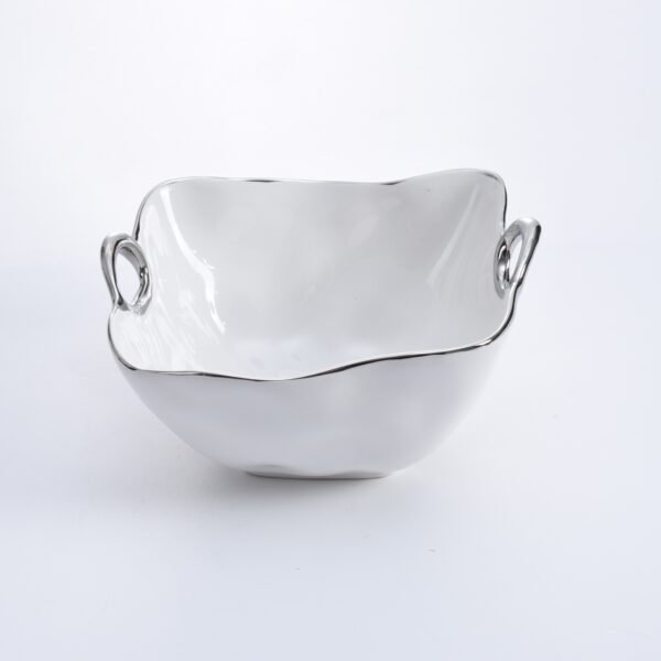 Medium Bowl – White & Silver