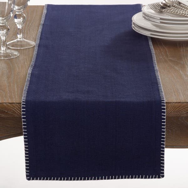 Celena Collection: Navy Blue Whip-Stitched Table Runner