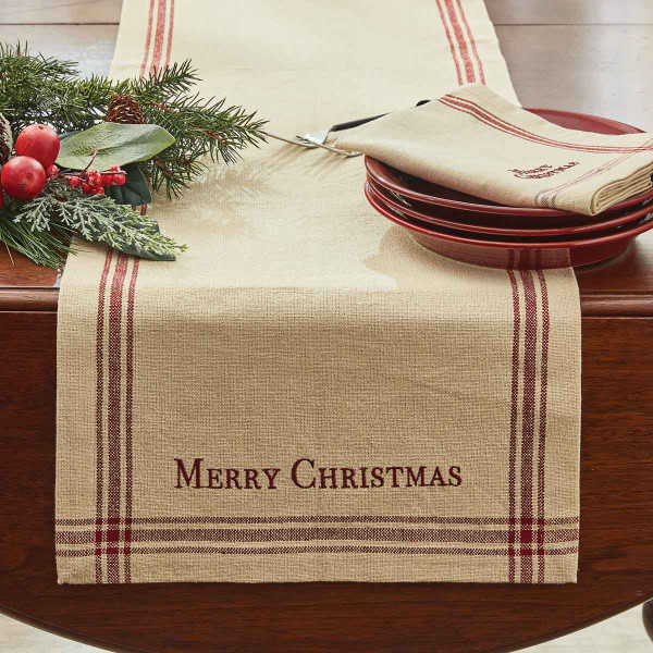 Christmas Greeting Table Accessories | Tan & Red