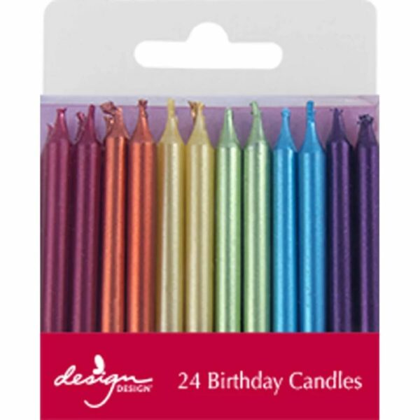 Rainbow Metallic Stick Birthday Candles