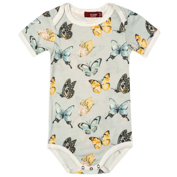 Bamboo Short Sleeve One Piece – 6-12 Months, Butterfly