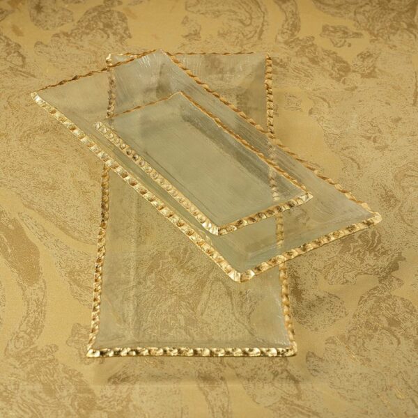 Cassiel Rectangular Tray with Jagged Gold Rim